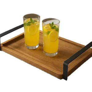 سینی چوبی دسته فلزی رایکا